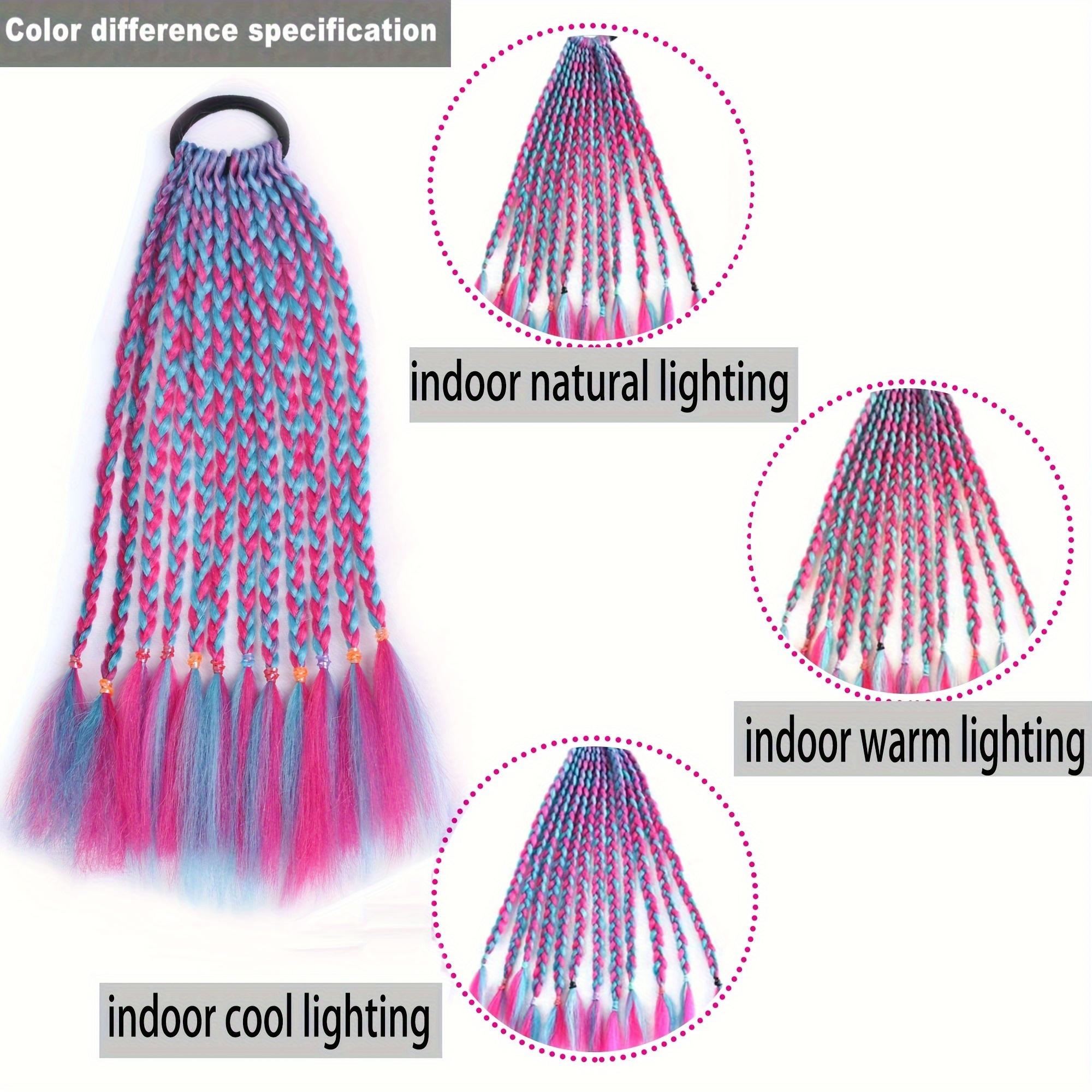 1 piece of 12-strand wig braid with colorful ends, multi-colored braids, hair accessory, braided ponytail, fashionable performance-style headwear, ideal for daily wear and as a gift!