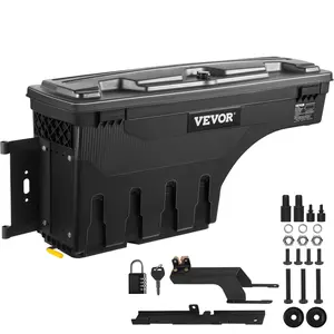 VEVOR Truck Bed Storage Box, Lockable Swing Case with Password Padlock, 6.6 Gal/25 L ABS Wheel Well Tool Box, Waterproof and Durable, Compatible with Ford F-150 2015-2021, Drivers Side(Left)