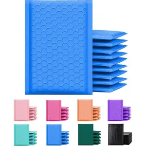 Poly Bubble Mailers 4x8 50 Pack, Blue Waterproof Self Seal Adhesive Cushioning Padded Envelopes, Usable Size 4x7 for Shipping Mailing Packaging