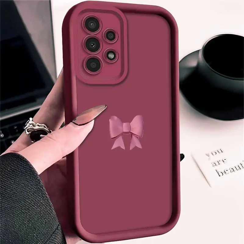 Phone Case - Rose Red Bow Pattern Phone Case for Galaxy A01/A02S/A03/A03S/A05/A10S/A11/A12/A13/A14 5G/A15 4G/A20S/A21S/A22/A23/A30S/A31/A32/A34/A50/A51/A52/A52S 5G/A53 5G/A54 5G/A70/A71/A72/A73 5G/S20/S21/S22 5G/S22+ 5G/S22 Ultra 5G/S23/S23+