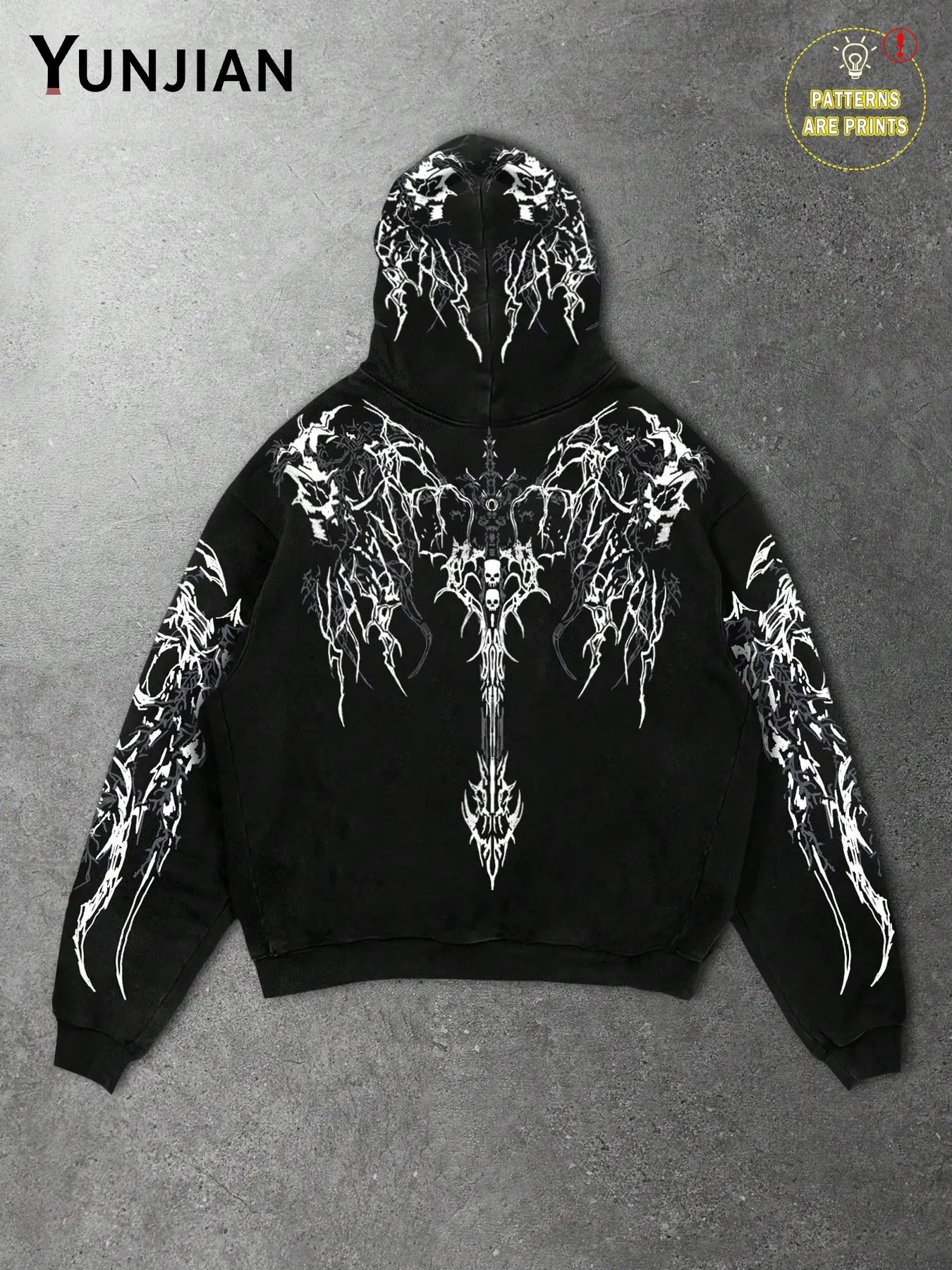 Men's Vintage Pullover Sweatshirt, Graphic Print, Loose Fit, Hooded, Fall & Winter, Casual Streetwear, Warm Two-Sided Printing