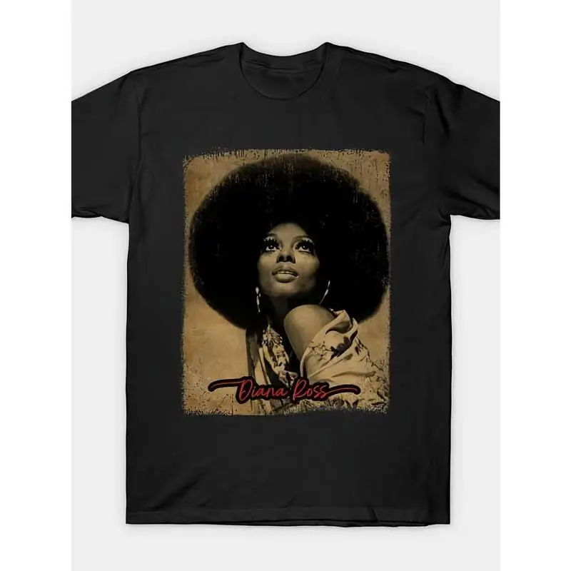 Women's 80s Retro Ross Graphic T-Shirt - Pure Cotton, Loose Fit, Round Neck, Short Sleeve, Casual Streetwear, Distressed Vintage Print, Music Fan Apparel, Shortsleeve, Top
