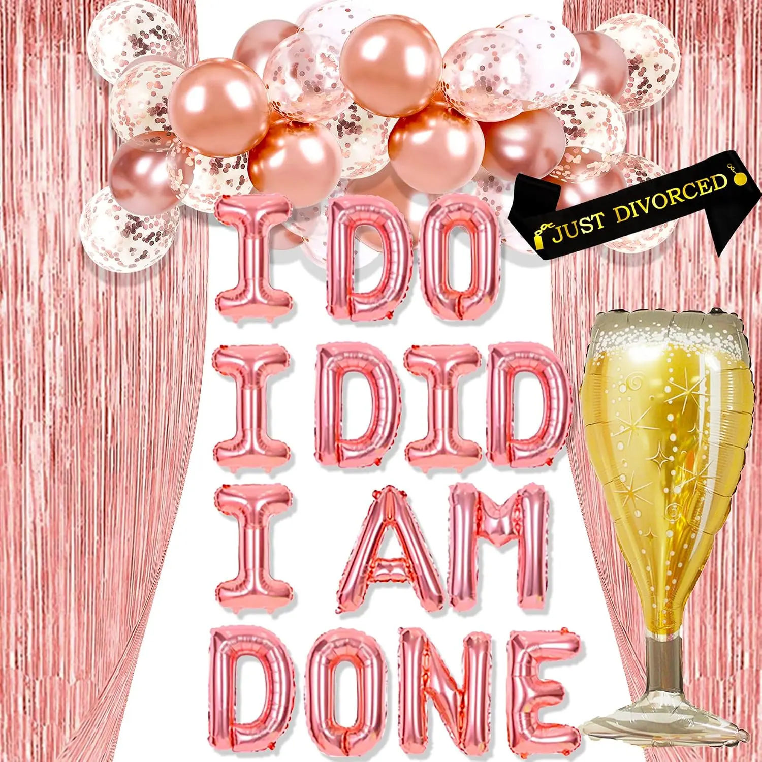 35 PCS Finally Divorced Party Decoration Single Party Decoration | Divorced Party Decorations for Women Just Divorced Sash I Do I Did I Am Done Balloons Decoration Divorced Party Supplies