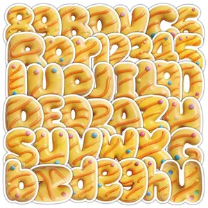 62pcs Donut Letter Stickers, Cute Graffiti Paint Drawings, Decorative Stickers, Fun Wall Art, Perfect for Kids' Rooms & Parties