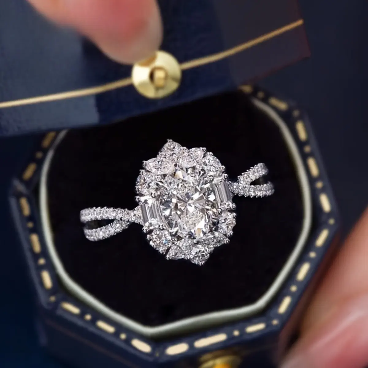 Elegant Synthetic Cubic Zirconia Engagement Ring with Cross Oval Design. Perfect for weddings and anniversaries, an ideal gift for her, hypoallergenic.