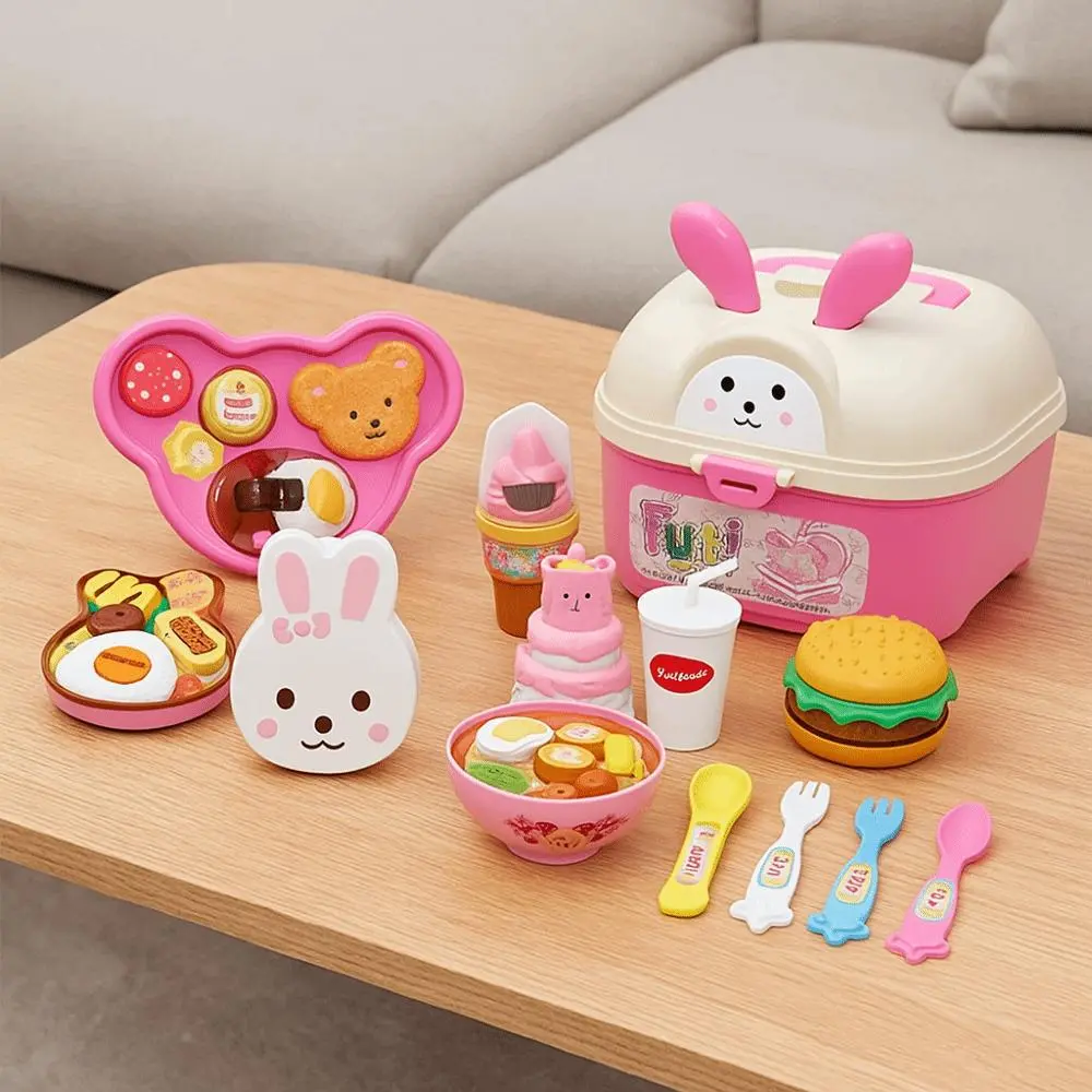 Little BearShape Pudding Feeding Set Pretend Play Simulation Model Lunch Box Pudding Toy Kawaii Role Play Play House Toys