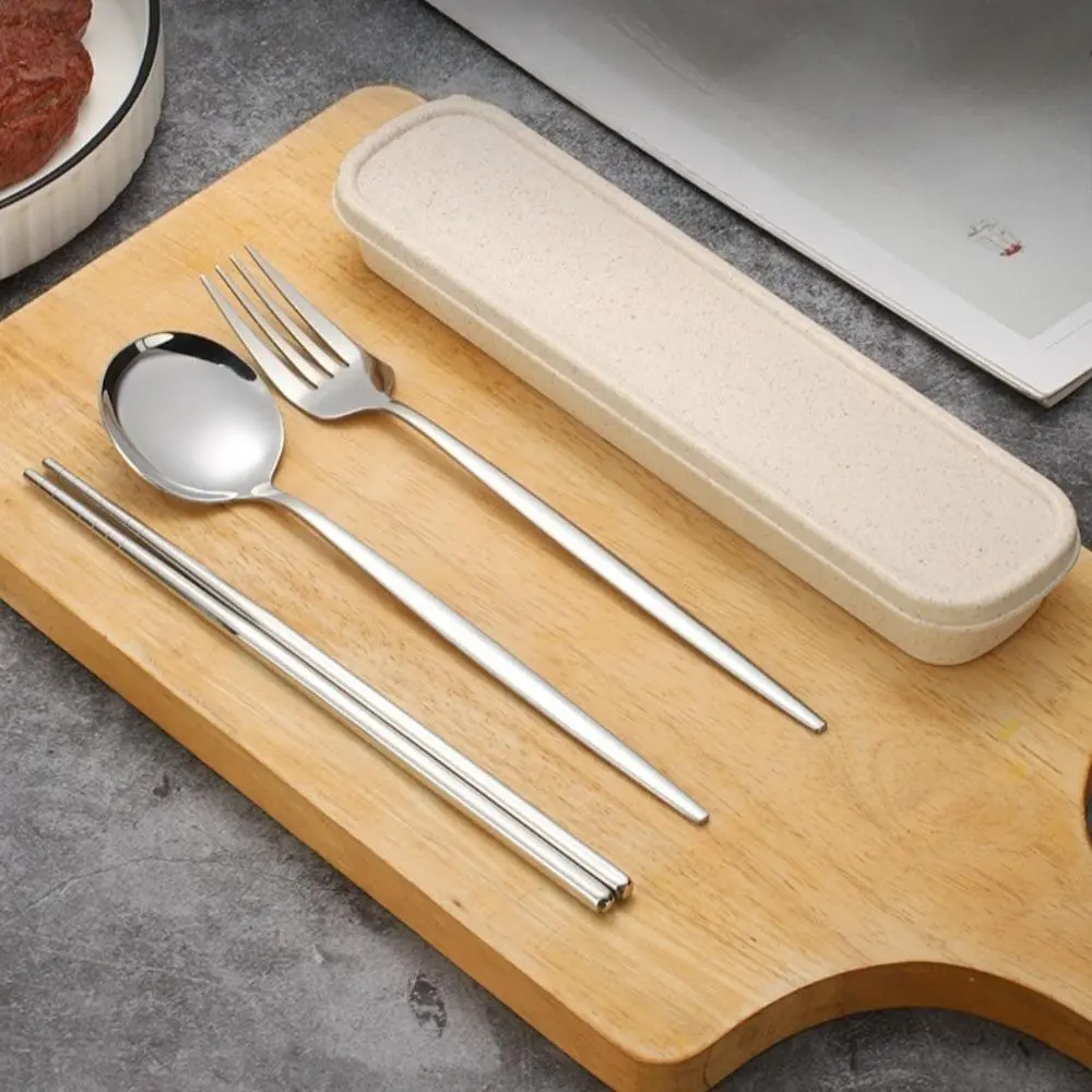 Viral Black Gold Cutlery Set, Reusable Travel Utensils with Case, Aesthetic Stainless Steel Fork Spoon Chopsticks for Work & School