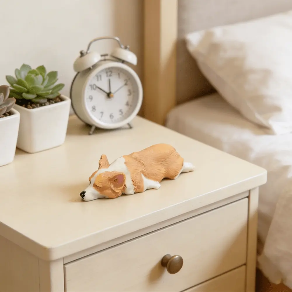1 pc Small Corgi Figurine Statue, Sleeping Dog Figure Ornament, Charming Car Interior and Room Decor, Wonderful Gift for Dog Lovers, Seasonal Gift