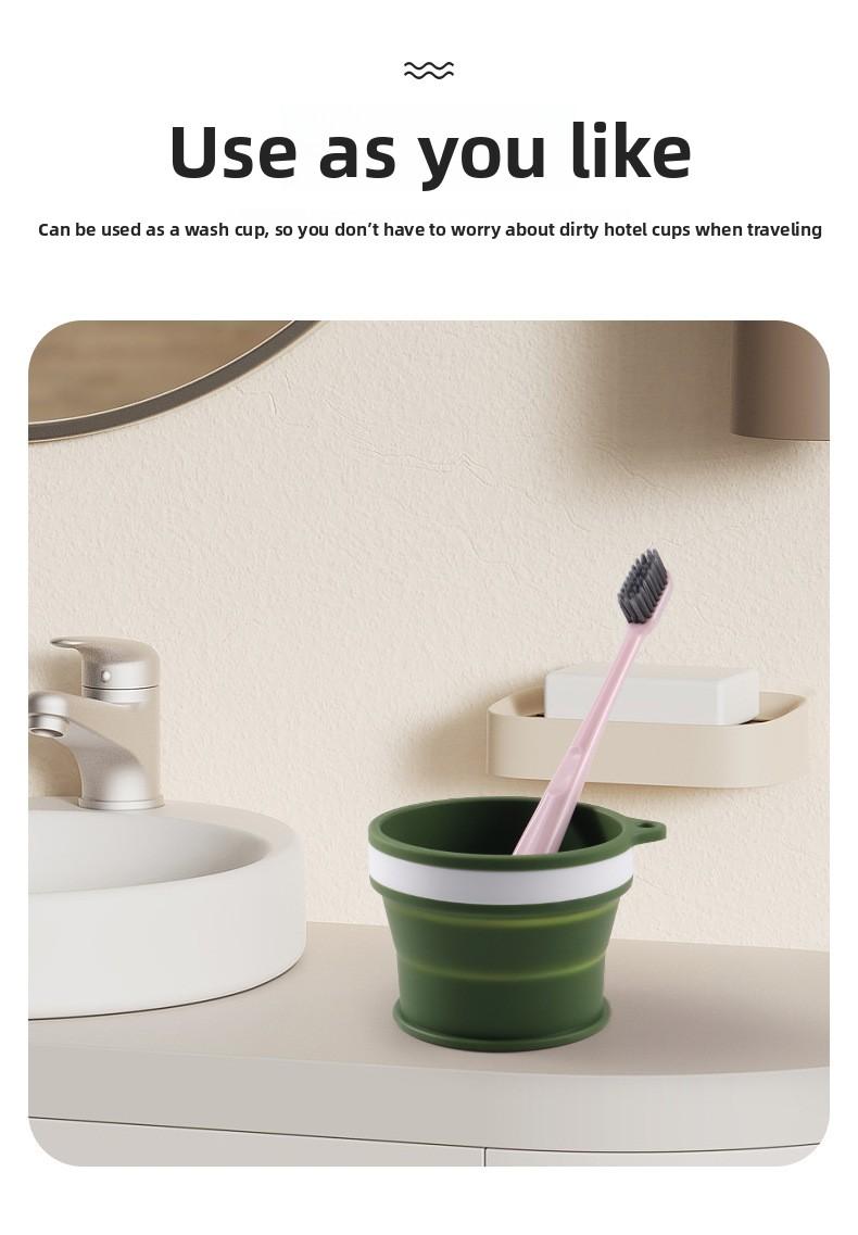 New Silicone Foldable Water Cup with Hook Portable Travel Coffee Mug Outdoor Camping Hiking Teethbrush Cup for Business Trip