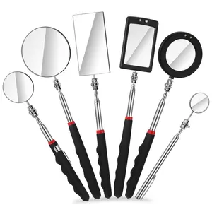 6 count LED Telescoping Inspection Mirror,Retractable LED Mechanical Mirror Tool,Under  Inspection Mirror, Visual Reflector,Retractable Under  Detection Mirror