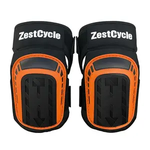 Professional Knee Pads for Work, Heavy Duty Comfortable Foam Gel Knee Pads with Strong Stretchable Straps for Construction, Flooring, Gardening and Cleaning (Orange)