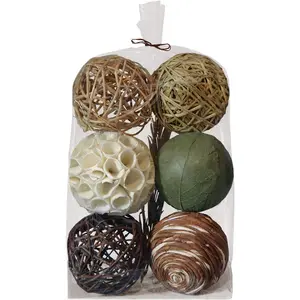 Decorative Balls for Centerpiece â€“ Decorative Bowl Fillers, Assorted Rattan Wicker Balls Orb Grapevine Ball, Vase Fillers, Table Decor, Pack of 7