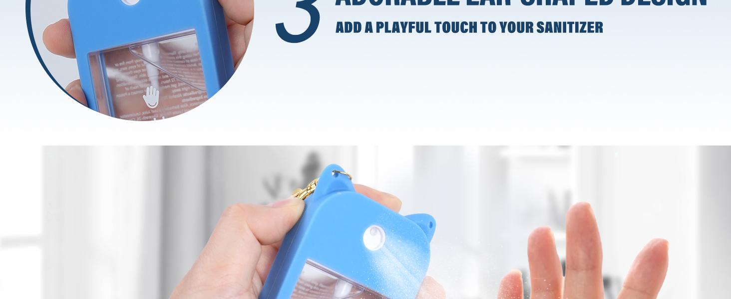 Silicone Case for Touchland Hand Sanitizer Spray 1FL OZ/30ml – Cute Pet Ear Design with Portable Keychain(Orange + Pink + Dark Blue + Purple + Green)