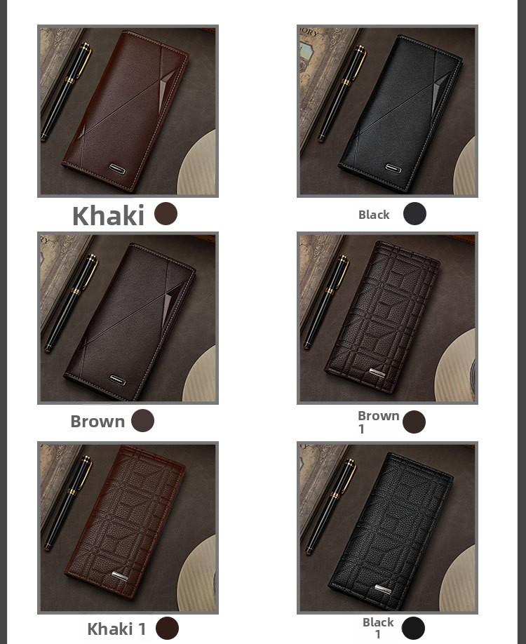 2026Wallet Men's Long Suit Bag PU Leather Three-in-One Multi-Card-Slot Card Holder Wallet Fashion Change Document Package in Brown & Black