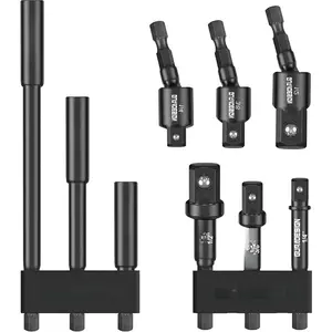 9-  Drill Socket Adapter Set and  Joints Socket Set 1/4" 3/8" and 1/2" Driver Socket Adapter, Power Drill Bit Extension,   Bit Holder