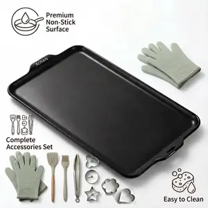 Dishwasher-safe ceramic baking pan is a non-stick, food-grade baking pan that is Teflon-free and perfect for baking bacon, chicken wings, steak, ham, sandwich bread, and toast. It's also great for family gatherings, Nonstick Baking Tool