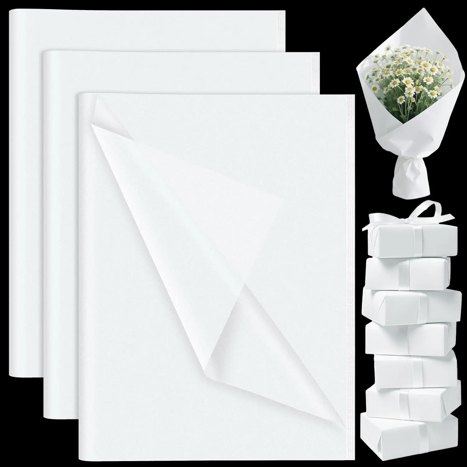 60 Sheets White Tissue Paper for  Bags, Flower Wrapping Paper | 14" x 20", Wedding Birthday  Shower Holiday Christmas Party  Wrapping, Art Crafts, Bouquet Packaging  Bag Fillers