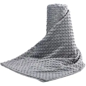 Weighted Blanket Cover 48x72, Grey Minky Dot & Fleece Removable Duvet Cover with 12 Ties, Washable Fabric  48x72 Weighted Blankets, Soft Minky and Cozy Fleece Dual-Sided Cover