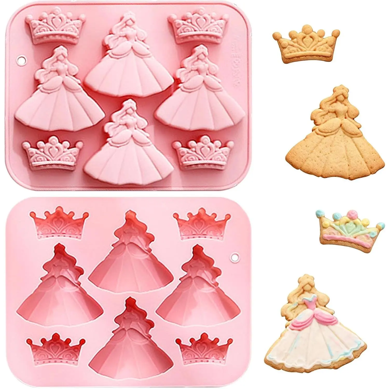 Princess & Crown Silicone Mold for Chocolate, Soap, Cake, Jelly, Ice Cube Making
