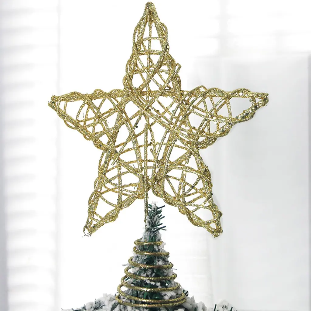 26x20cm Wreath Star Tree Topper, New Year Christmas Party Decor, Home Decoration Desktop Ornament DIY
