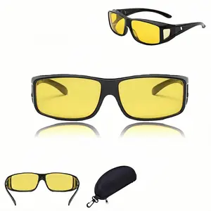 Night Driving Glasses for Men and Women, Polarized HD Yellow Lens Anti-Glare Eyewear with Storage Case, Wraparound Design for Driving, Cycling, Fishing