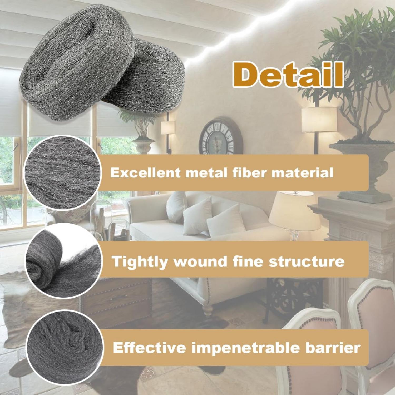2 Pack Steel Wool for Mice Control 3.2"x10.5 Ft Wool, Gap Filler for Home & Garage, DIY Bundle with Gloves & Scissors, Textiles & Soft Furnishings 2 Pack Steel Wool for Mice Control 3.2"x10.5 Ft Wool, Gap Filler for Home & Garage, DIY Bundle with Gloves & Scissors, Textiles & Soft Furnishings