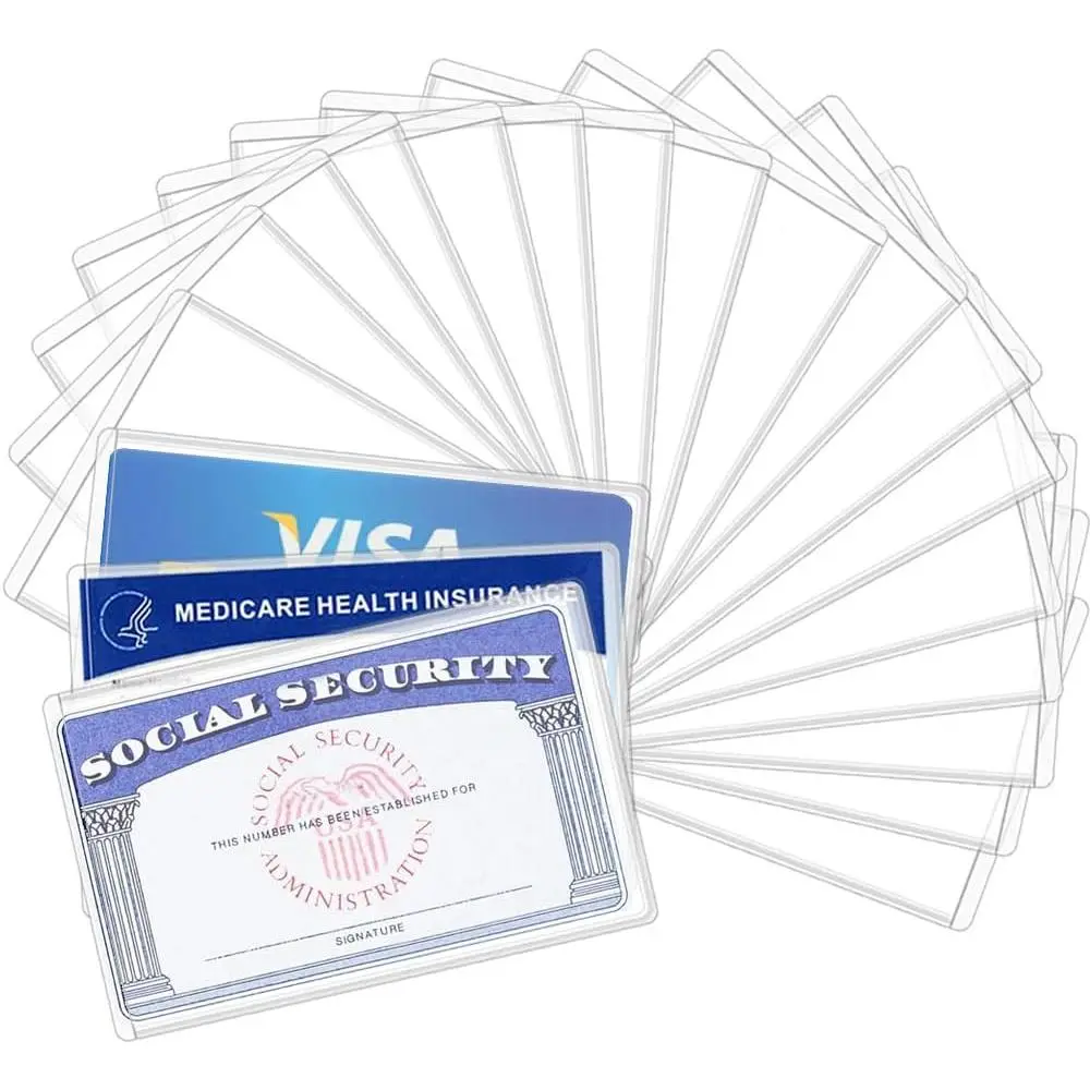 20 Pack  Card Protector Sleeves for Wallets and ID Cards | Clear PVC,  design, fits  debit and business cards, guards against dirt   and wear