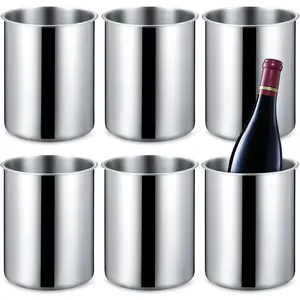 6 Pcs 750 ML Stainless Steel Insulated Wine Chiller Bucket Keeps Cold for Hours Ice Cooler Bucket for Champagne Beer Wine Bottles