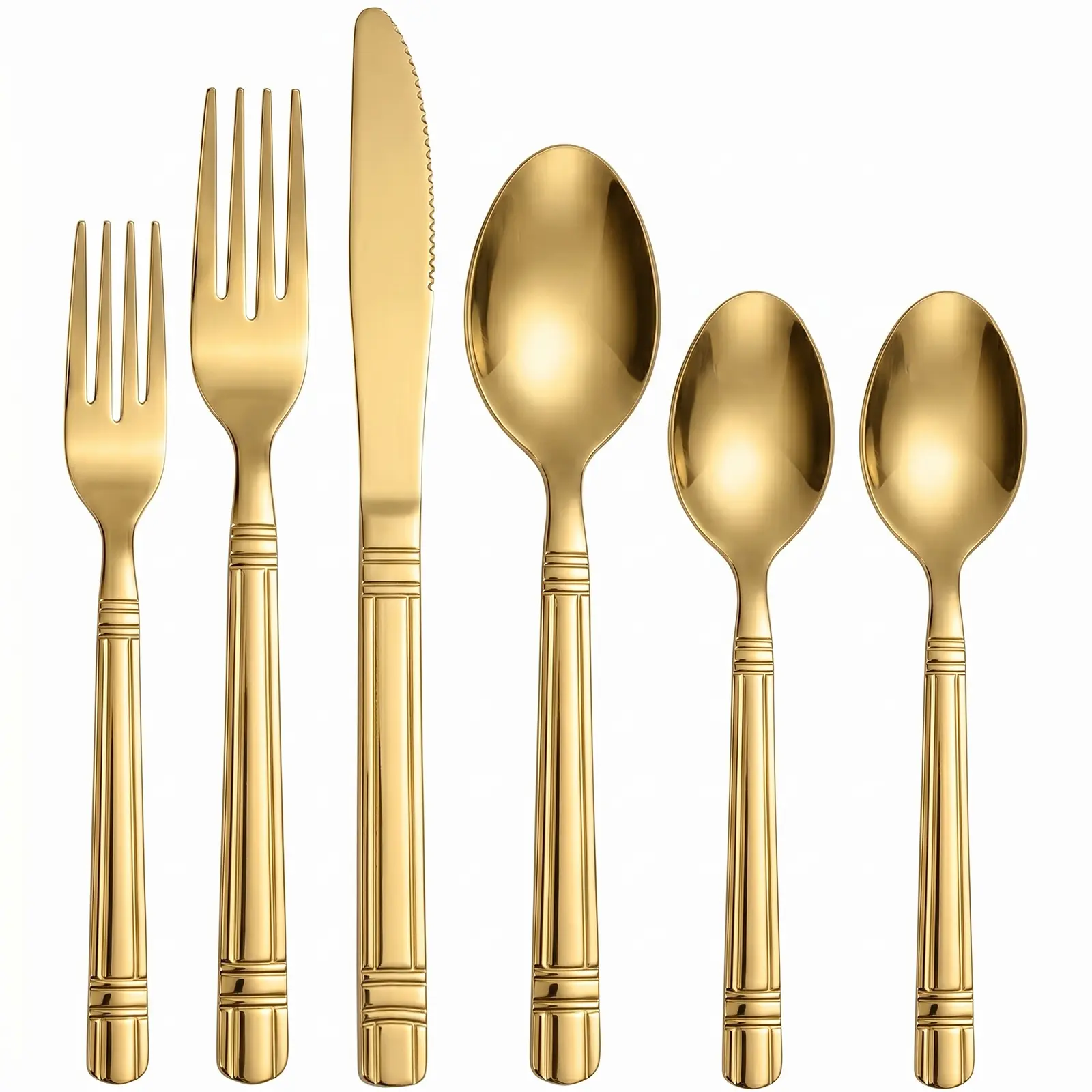 48Pcs Black Gold Silverware Set For 8