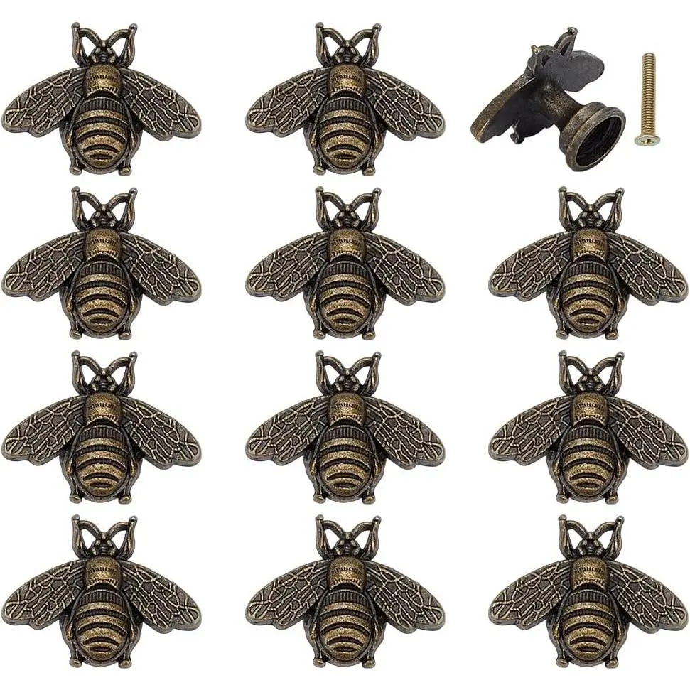 12 Sets  Cabinet Knobs  Drawer Knobs  Shape Hardware Knob  Drawer Pulls Decorative Alloy Cabinet Handles Knob for Antique  Box Dresser Decoration, Antique Bronze