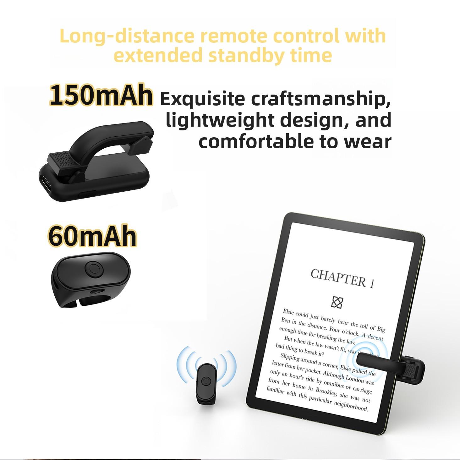 Versatile Wireless Page Turner & Camera Remote for Kindle, iPhone, iPad & Android Tablets with Rechargeable Lithium Battery & USB Charging