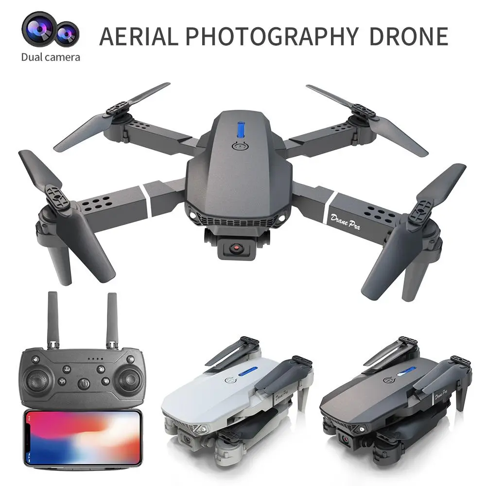 Dual Lens HD Camera Foldable Drone with Carry Case, Phone FPV Real-Time Transmission, Altitude Hold, 360° Rolling Stunt, LED Light, Long Flight Time Beginner RC Quadcopter Toy