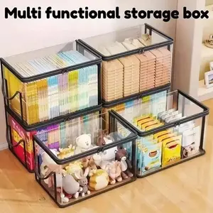 Large Transparent Thick Plastic Storage Box with Hinged Lid, Durable High Capacity, Ideal for Home, Moving, Attic Organization