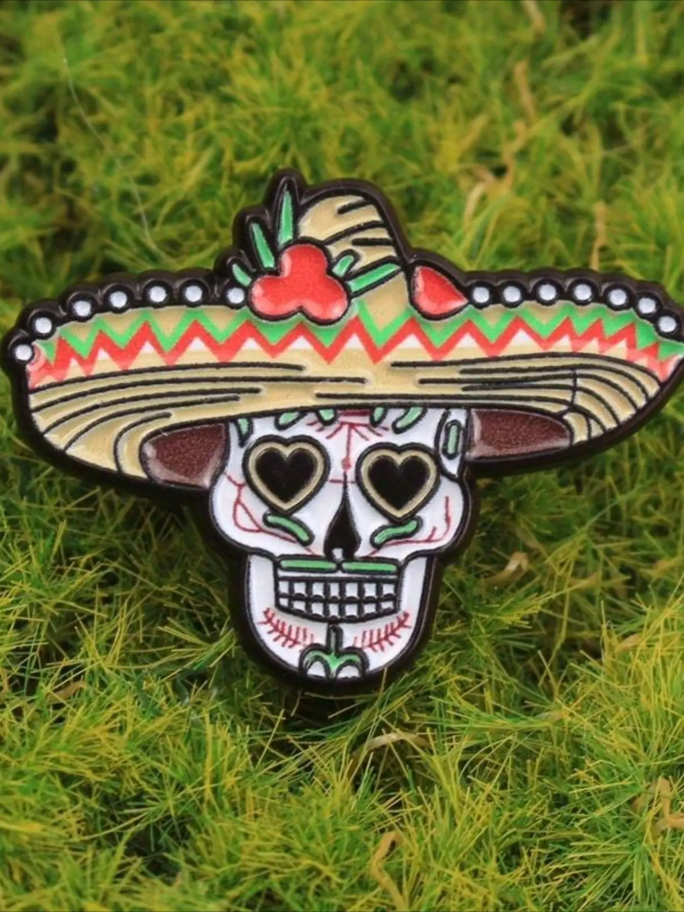 Vintage Sugar Skull Sombrero Brooch for Women Men, Day of the Dead Enamel Metal Pin, Mexican Folk Art Fashion Decor Brooch for Party Daily Wear