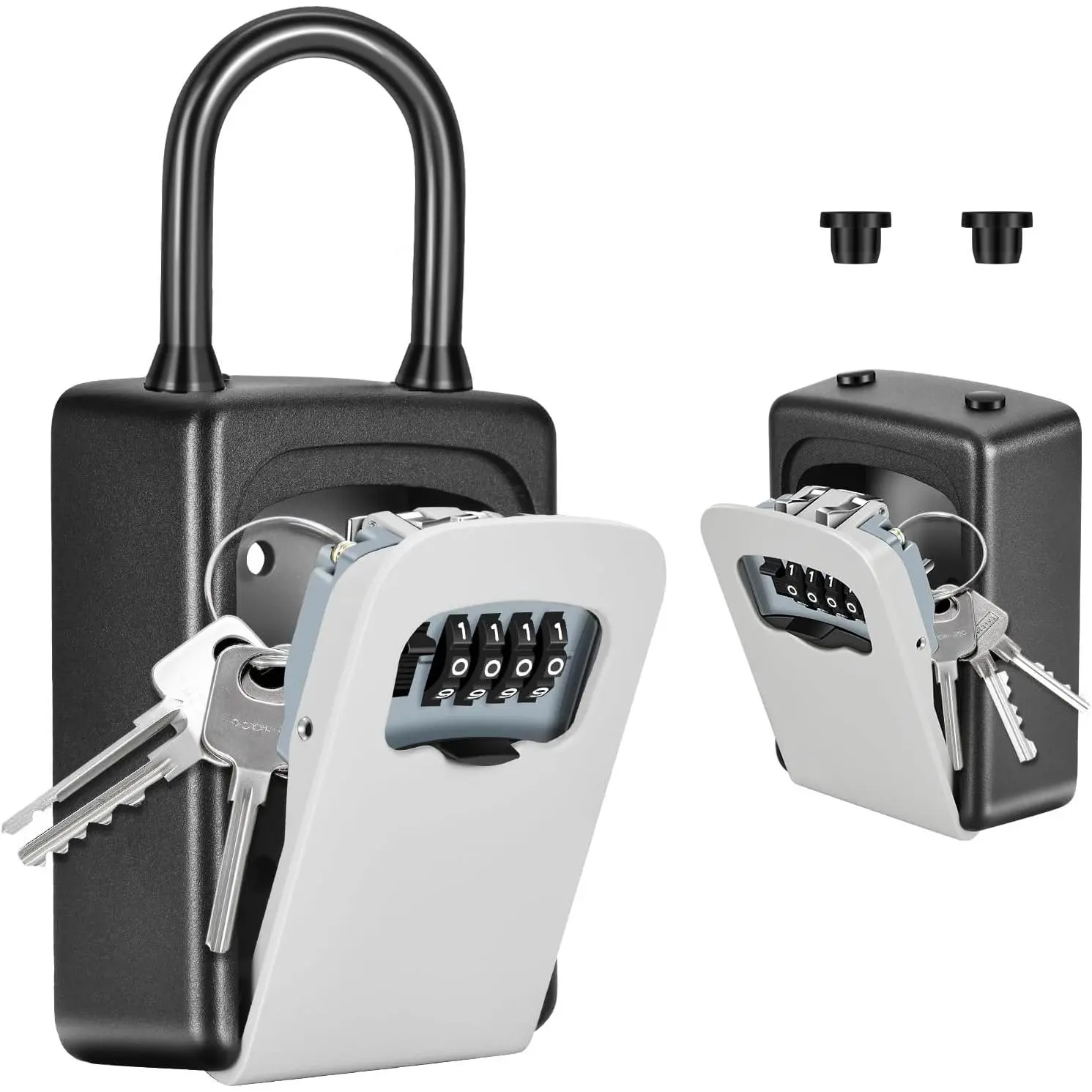 Key Lock Box with Clearly Visible Numbers, Wall Mounted for House Key, 5 Key Capacity, Weatherproof Resettable Code - Secure and Durable Combination Lock Box for Outdoor Use (1 Pack, Gray)