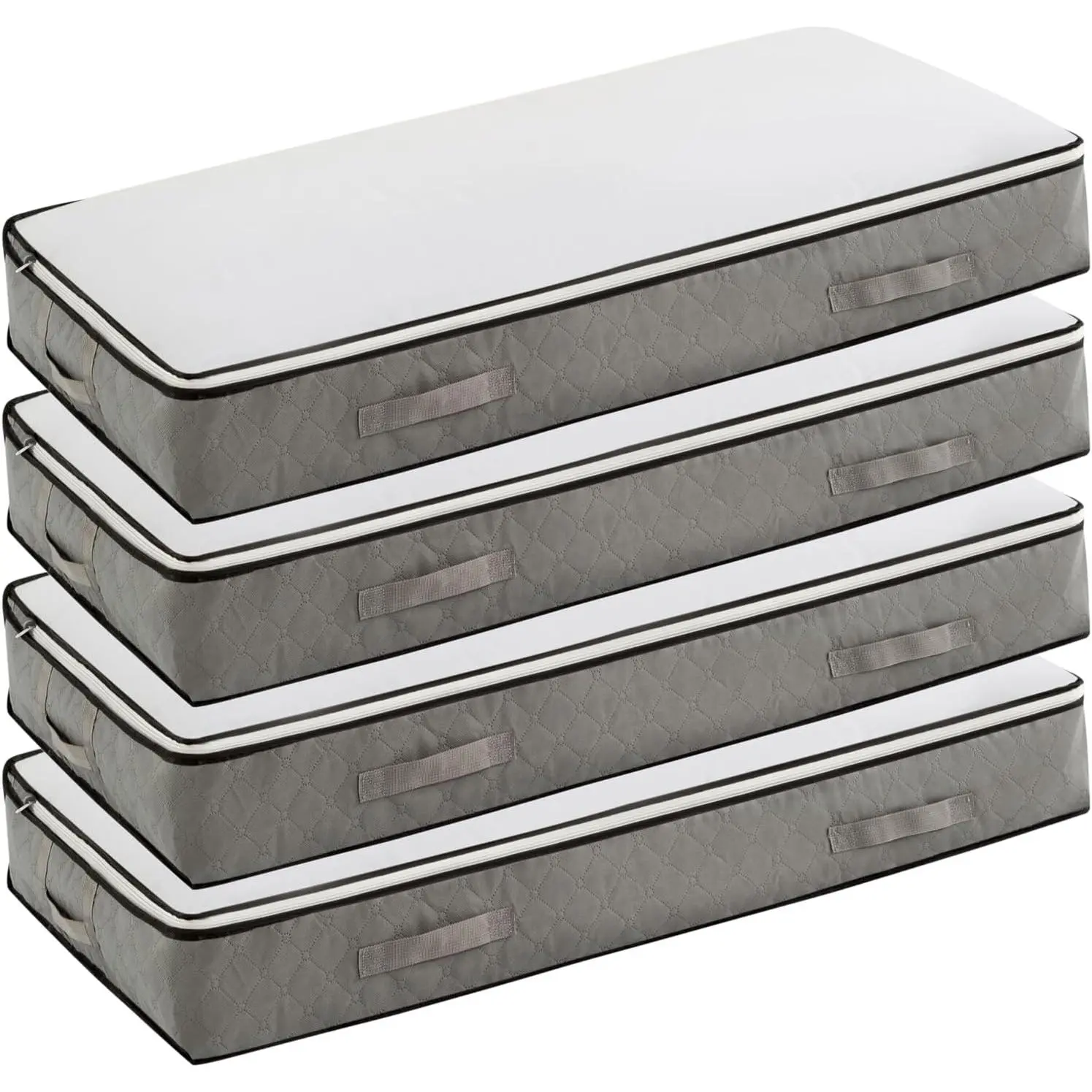90L Under Bed Storage Containers, Foldable Grey Underbed Storage Bags - Closet Organizers and Storage Bins for Wrapping Paper, Blanket, Clothing, Comforter, Sweaters, Pillows, Linen Sheets