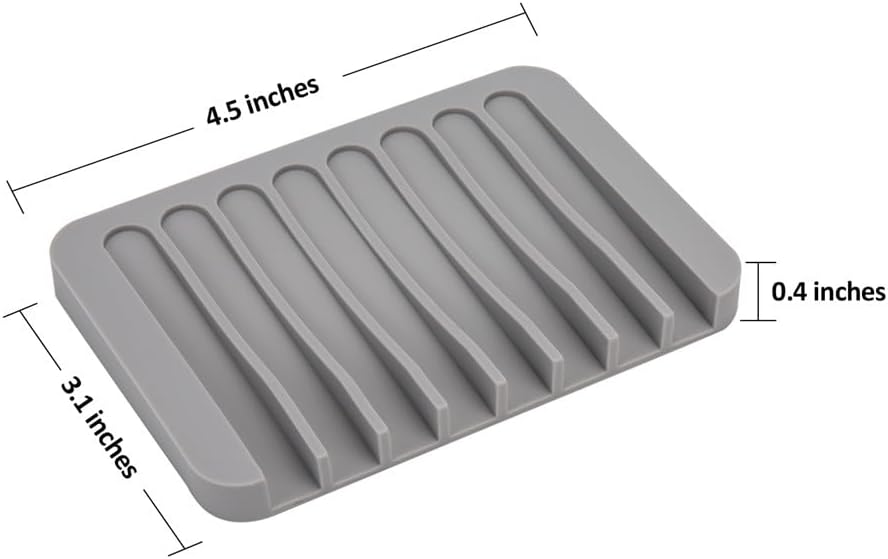 Self Draining Soap Dishes, Premium Silicone Soap Holder & Saver for Shower, Bathroom, Kitchen, Bath Tub, Razor, Sponges, Drains Water Very Well, Can Extend