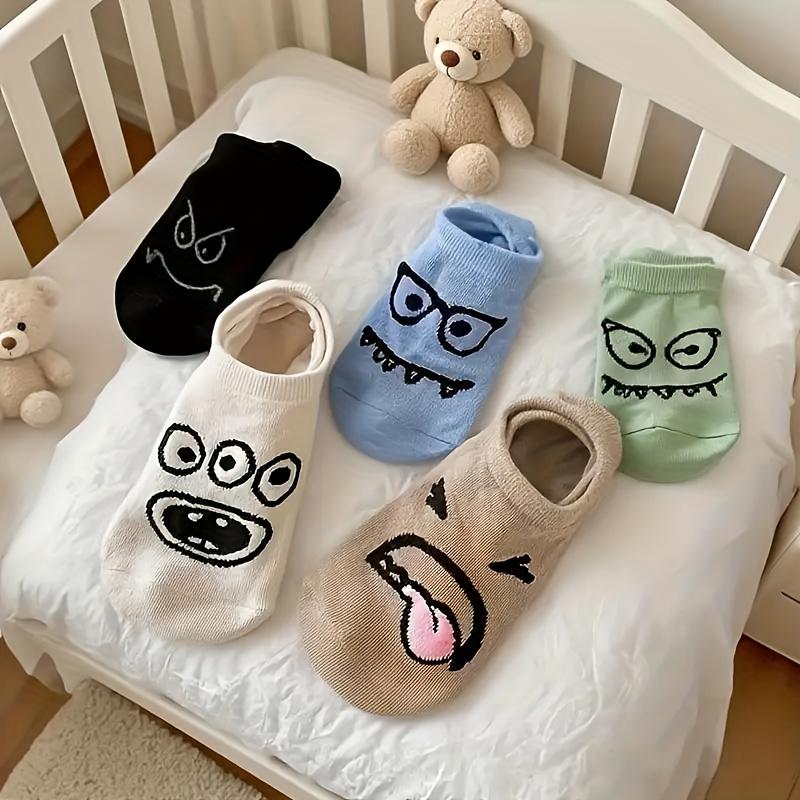 5 Pairs Colorful Cartoon Printed Low-cut Ankle Socks Funny Breathable Lightweight for Teenagers Casual Wear Suitable for 99 Scenes