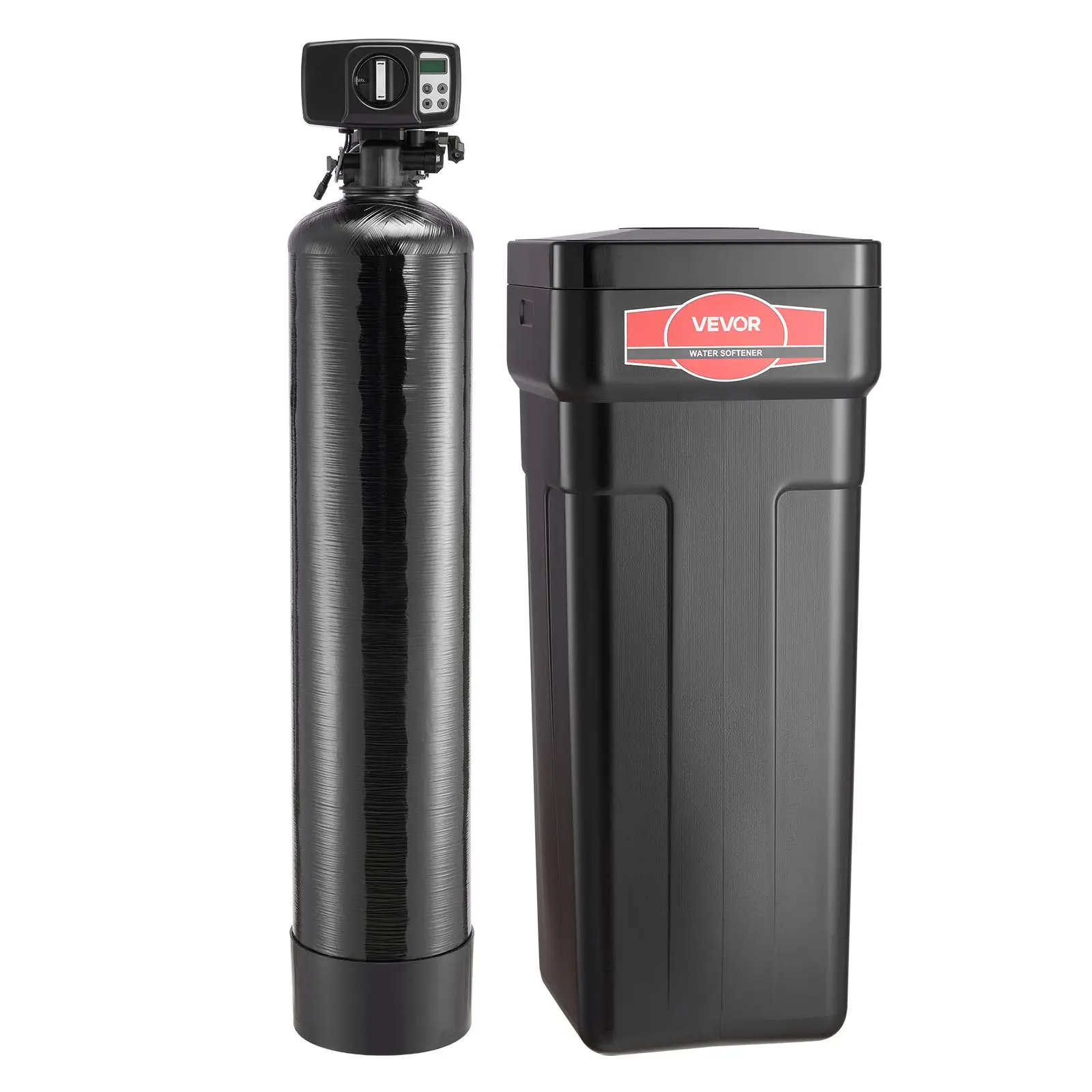 toolupgrade VEVOR Whole House Water Softener System, 32000 Grains, Automatic Digital Smart Control Head, Bypass Valve, Deep Softening, Quick Easy Installation, Reduces Hardness & Minerals, Fits 1-2 Bathrooms (11.42x14.37x35.63 in, 9.84x9.84x42.91 in)