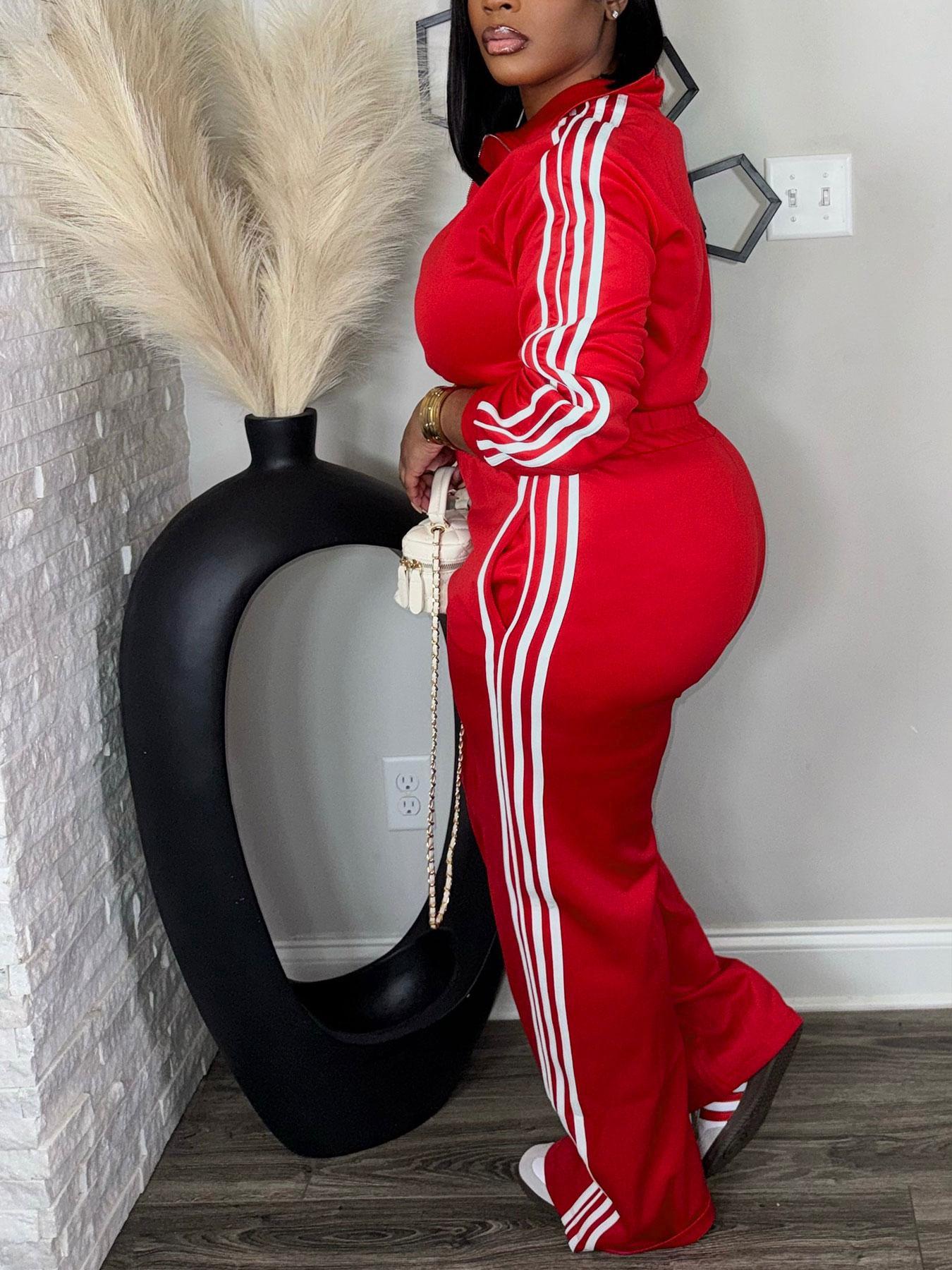 Women's Casual Long Sleeve Zip Up Jacket & Pants Set for Spring & Fall, Women's Clothes for Daily Wear, Streetwear Tracksuit Set