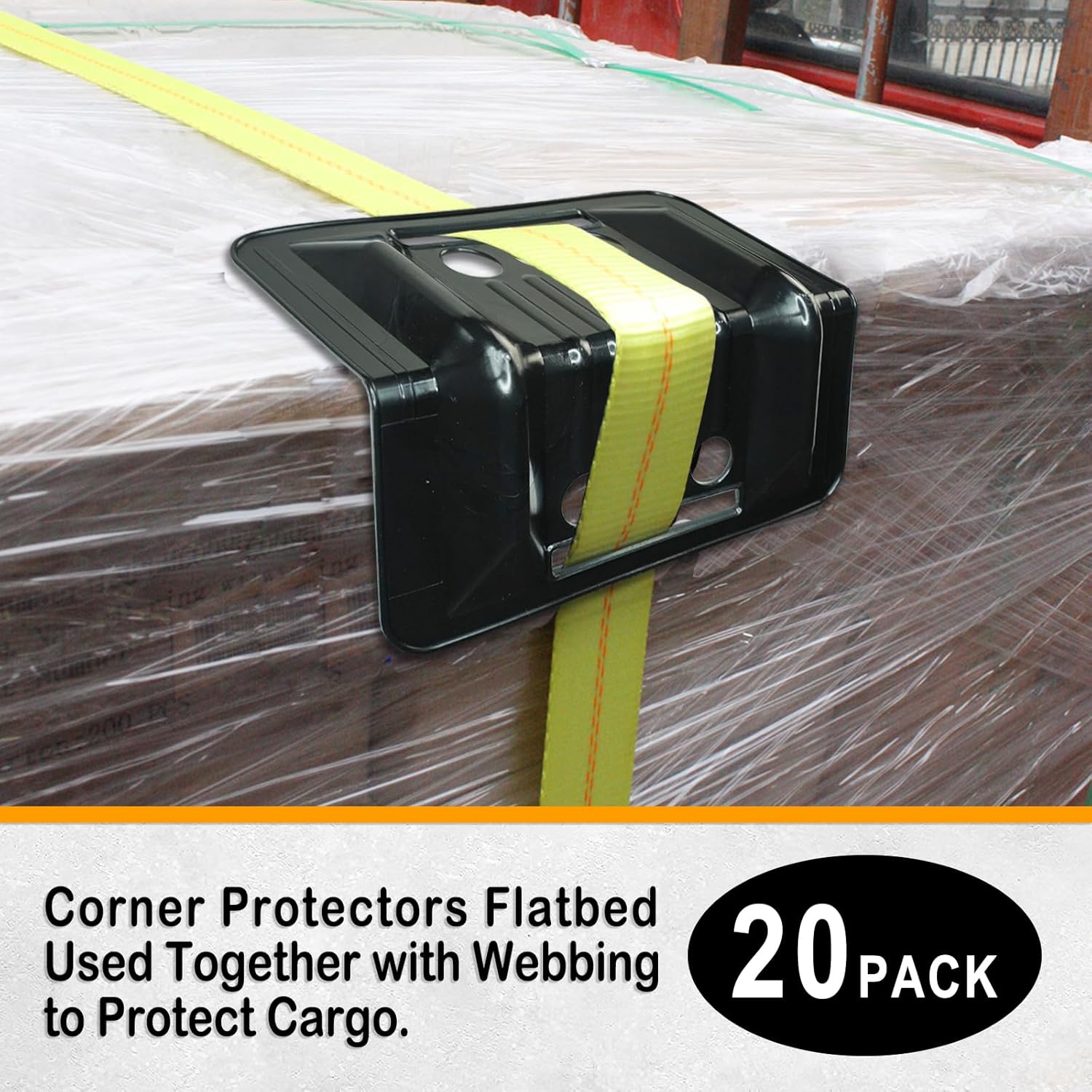 20 Pack Black Flatbed Edge Protectors for Cargo Loads Corner Protectors Flatbed Used Together with Webbing to Protect Cargo