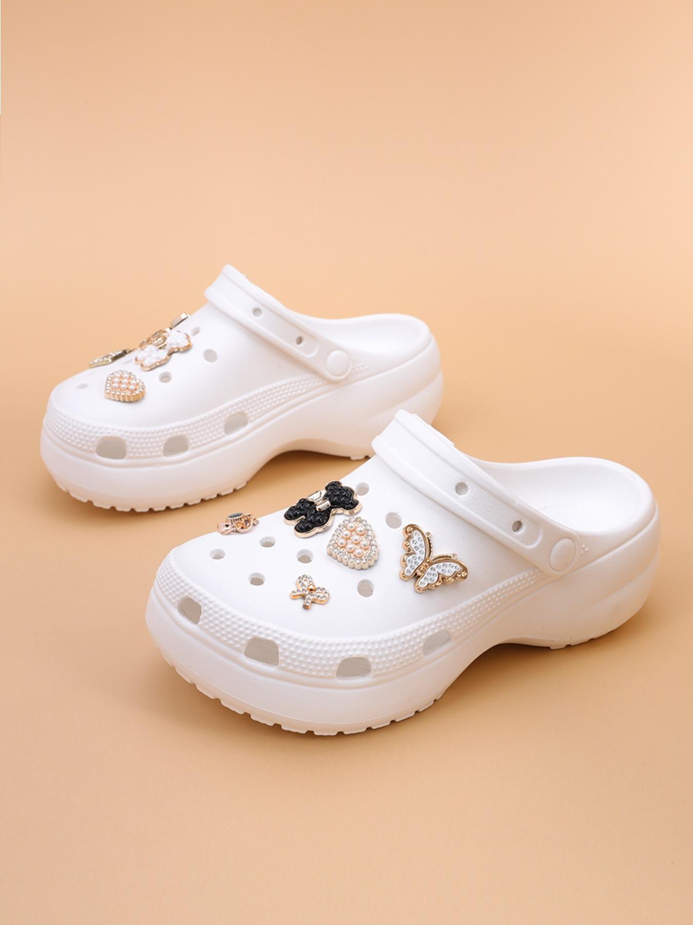 Women's Cute Rhinestone Decorated Slides, Casual Comfortable Platform Slippers for Beach, Eva Beach Slippers, Fashionable Shoes for Indoor & Outdoor Wear, Girl, Soft Sole Slippers, Thick Sole Slippers, Summer Slippers