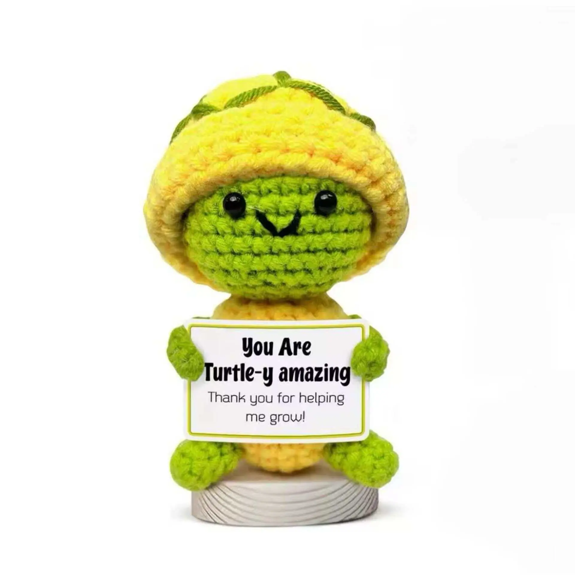 1pc An Inspiring Hand-Crocheted Turtle Gift, Complete with A Positive Mood Card, This Cute, Exquisite, And Unique Desktop Figurine, Handmade Crochet Figure, Is A Motivational Gift for Friends, Colleagues, Classmates, And Turtle Enthusiasts.