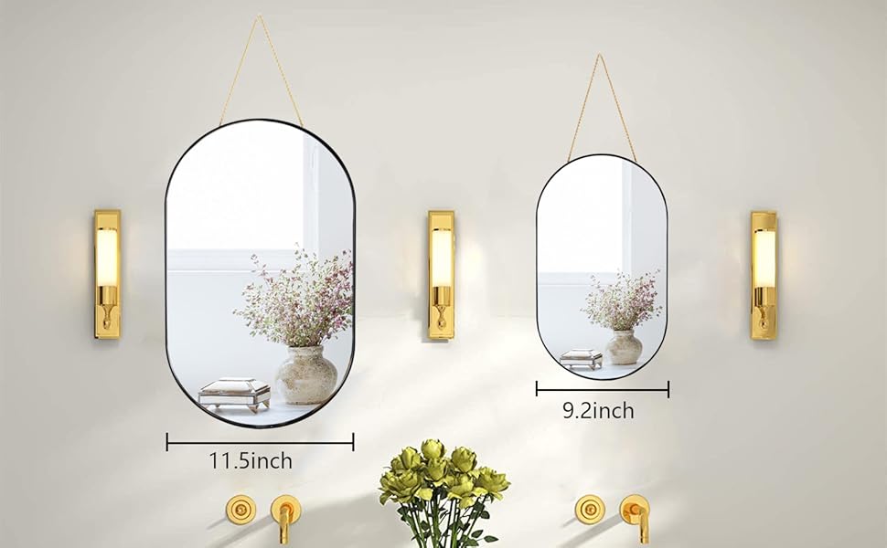 Oval Wall Mirror, Gold, Oval Shape, for Bathrooms and More (16x9.2 inch)