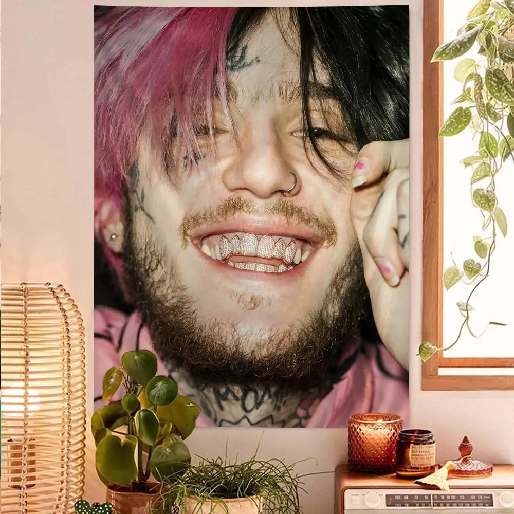 Lil Peep Anime Tapestry - Emo Music Tarot Themed Lightweight Home Decor, Grunge Hippie Teen Bedroom Wall Backdrop, Animal-Infused Baby Shower Banner, Dorm Window Curtain Gift Poster Cloth, Animals
