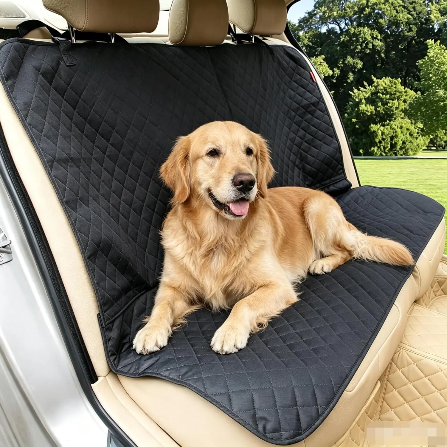 Seat Cover,  Seat Cover for Dogs   Seat Protector  Bench  Seat Cover, Non-Slip Rear Seat Cover with 4 Safety Belt Openings for Safe Travel, Fits   SUVs