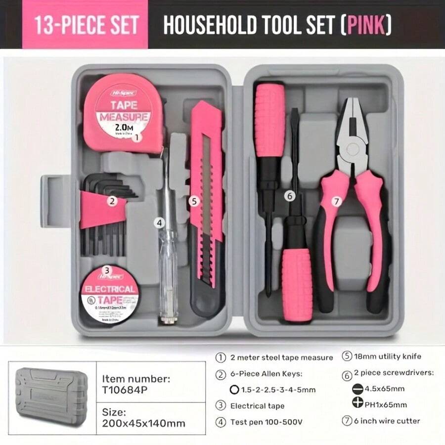 Multi-Functional 13-Piece Gift Tool Set, Household Hardware And Home Repair Tool Kit.