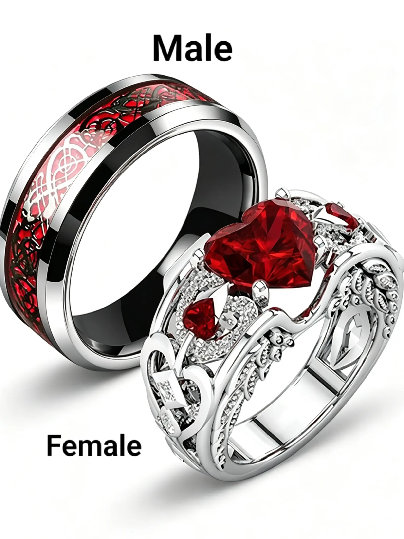 Couple Rings, Fashion Elegant Heart Design Rings for Lovers, Stainless Steel Rings, Couples Ring, Jewelry, Wedding Bands