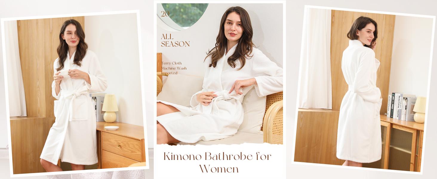 Women's Comfy Longsleeves Terry Cloth Towel Bathrobe - Knee-Length, Light Belt, Lady's Home Supplies for Birthday, Anniversary Gifting (SUNDAY MIRTH) Women's Comfy Longsleeves Terry Cloth Towel Bathrobe - Knee-Length, Light Belt, Lady's Home Supplies for Birthday, Anniversary Gifting (SUNDAY MIRTH)