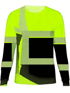 Men's classic and fashionable 3D cool digital printed T-shirt, with neon stripes combined, suitable for both men and teenagers
